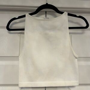 Cotton On White Ribbed High Neck Tank, Medium